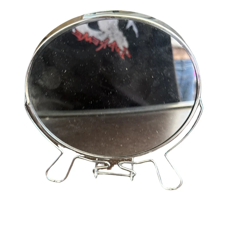 SPECCHIO DOPPIA FACCIA IN ACCIAO SPECCHIO PER TRUCCARSI DOPPIA FACCIA 12 CM CIRCOLARE E 14 CM CIRCOLARE