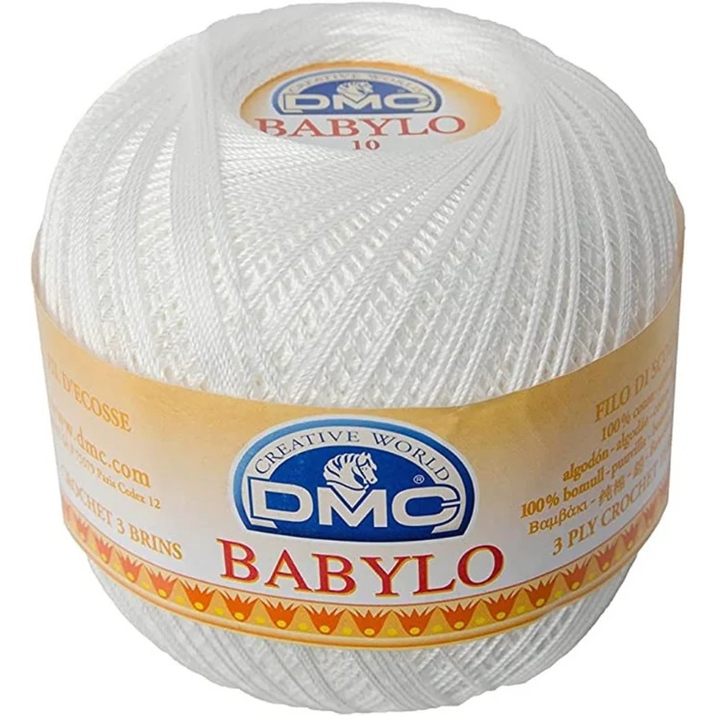 COTONE PER UNCINETTO DMC BABYLO N°10 COLORE BIANCO ED ECRU 100 G