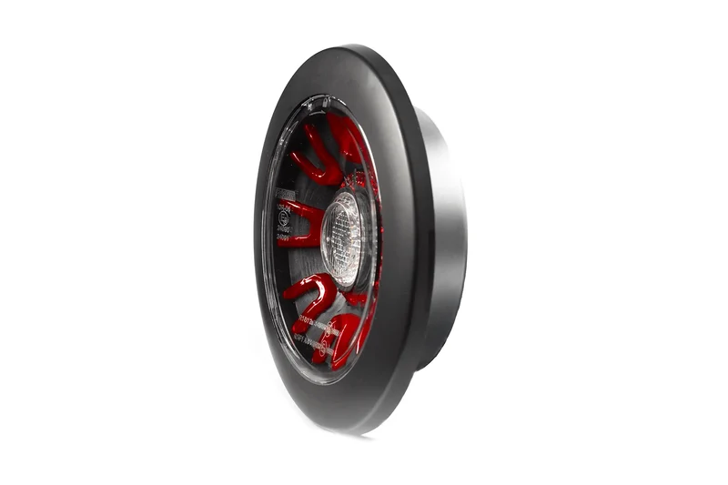 Fanale posteriore rotondo scuro Fristom con stop, posizione e indicatore di direzione / copertura nera