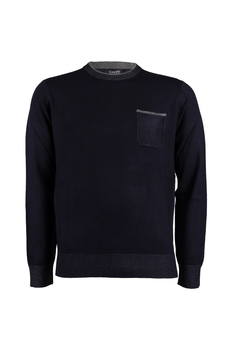 Pullover uomo Coveri Collection doppio girocollo con impuntura sul taschino