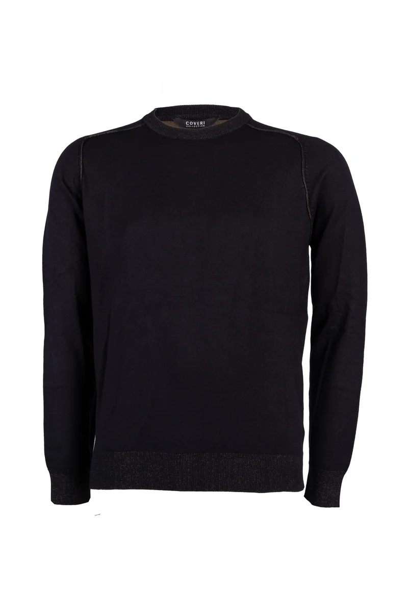 Pullover uomo Coveri Collection con girocollo e toppe ai gomiti in maglia vanisé