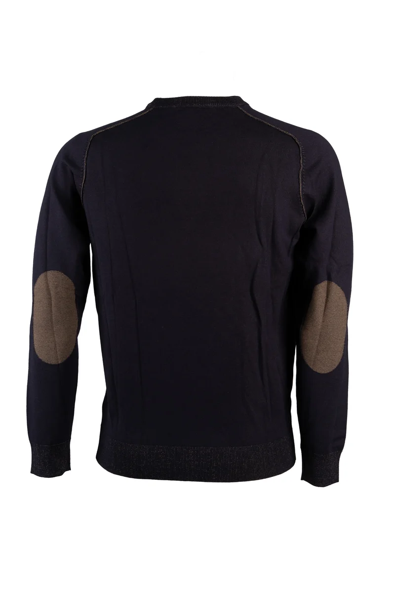 Pullover uomo Coveri Collection con girocollo e toppe ai gomiti in maglia vanisé