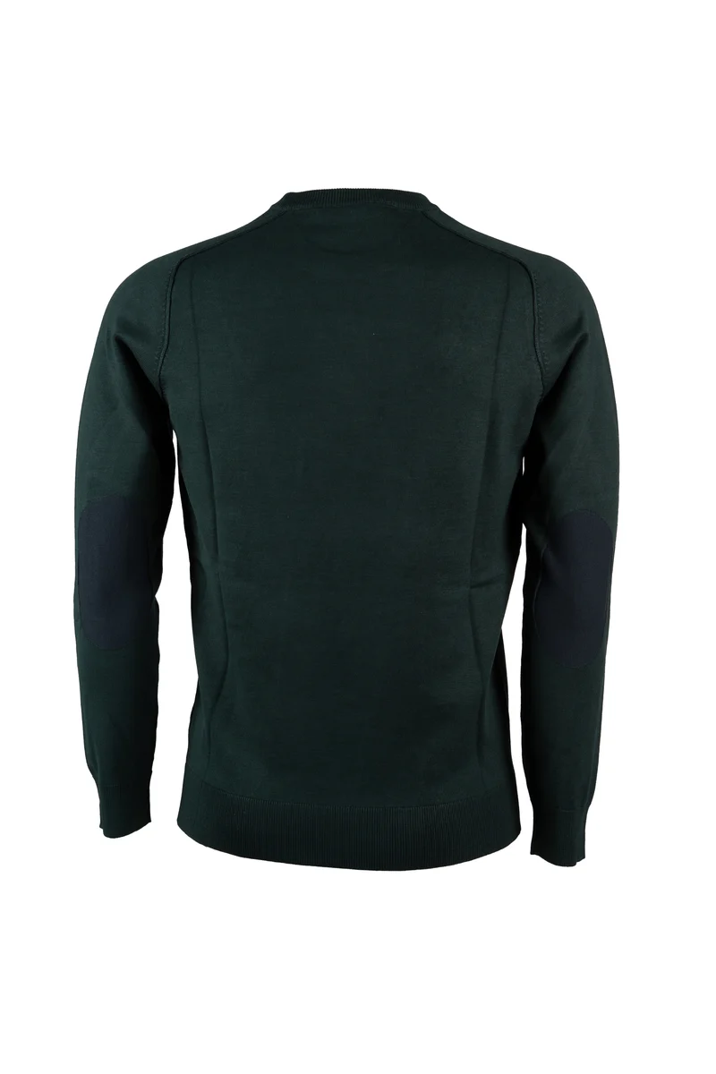 Pullover uomo Coveri Collection con girocollo e toppe ai gomiti in maglia vanisé