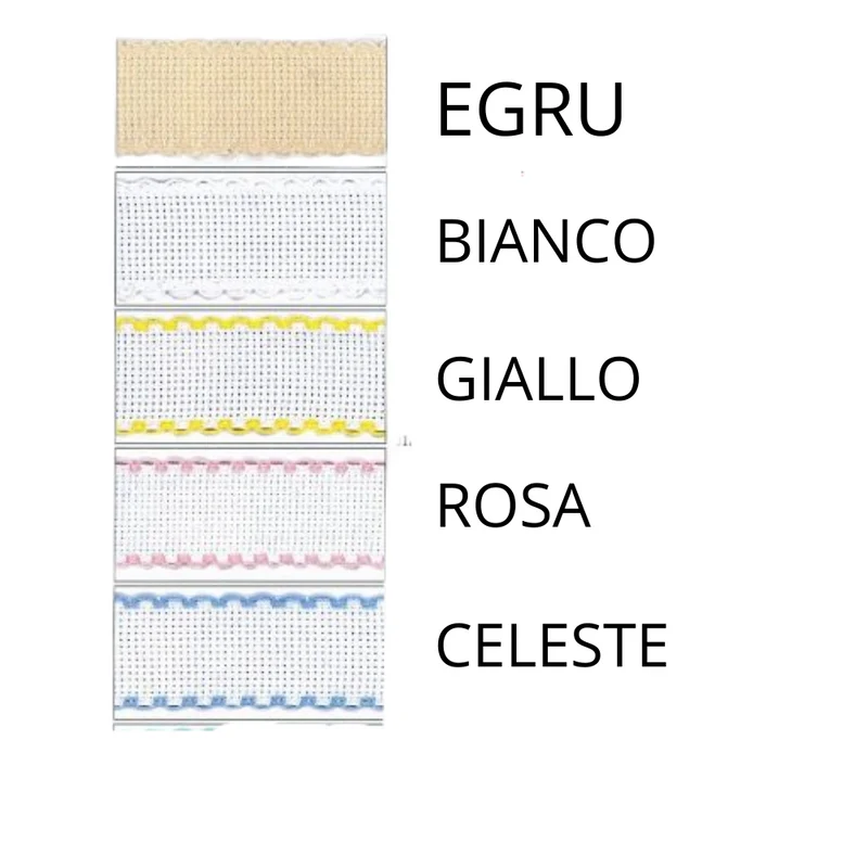 BORDO IN TELA AIDA COTONE RICAMO A PUNTO CROCE FASCIA IN TELA AIDA ALTEZZA 30 MM VARI COLORI