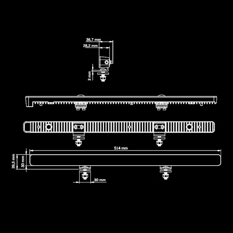 Barra luminosa a LED Strands Nuuk E-Line a basso profilo / 20"