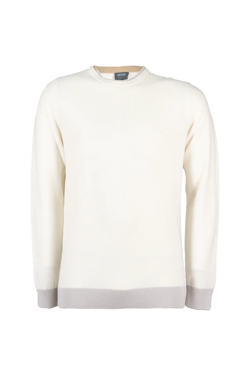 Pullover uomo girocollo Coveri Collection Allover Piquet Knitting con contrasti cromatici