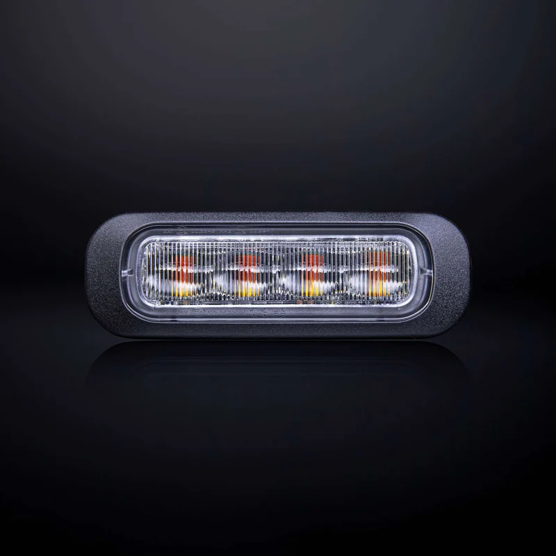 Luce stroboscopica Strands Dark Knight color ambra con lente trasparente
