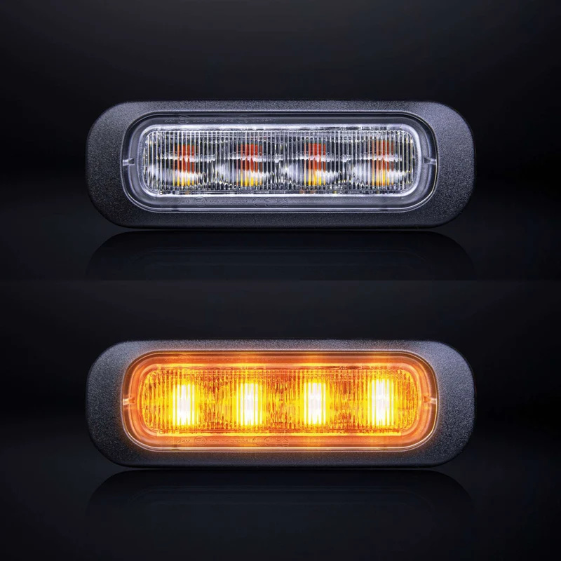 Luce stroboscopica Strands Dark Knight color ambra con lente trasparente