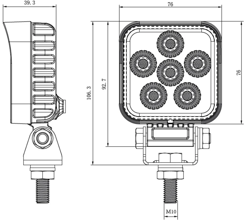 Mini lampada da lavoro SWEDSTUFF da 9W con strobo