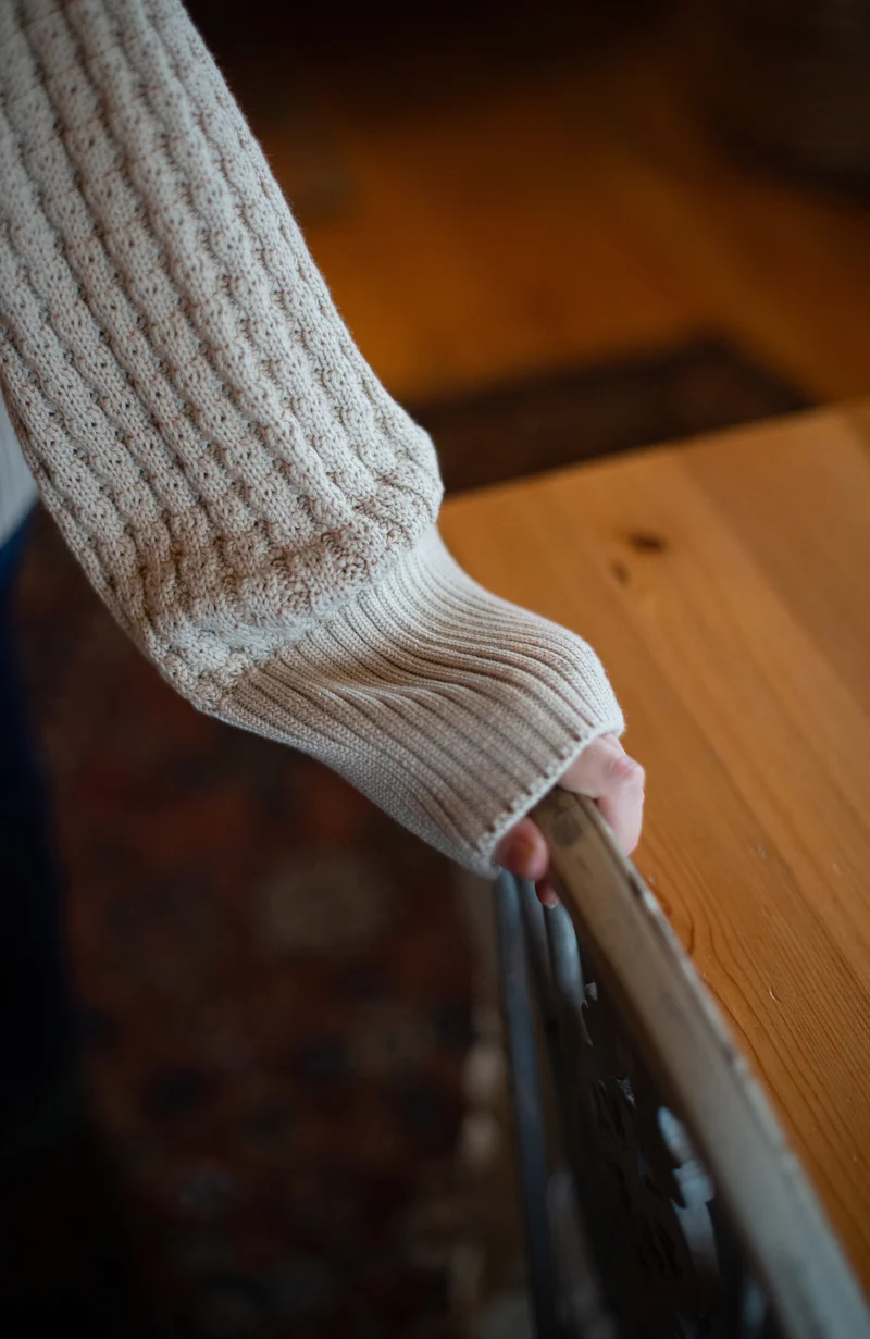Womens Midweight Cotton Cable Roll Neck Jumper