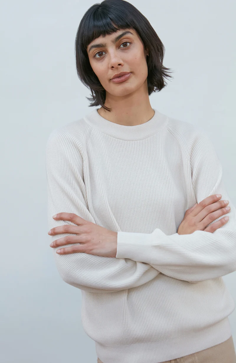 Womens Lightweight Cotton Cley Ribbed Jumper