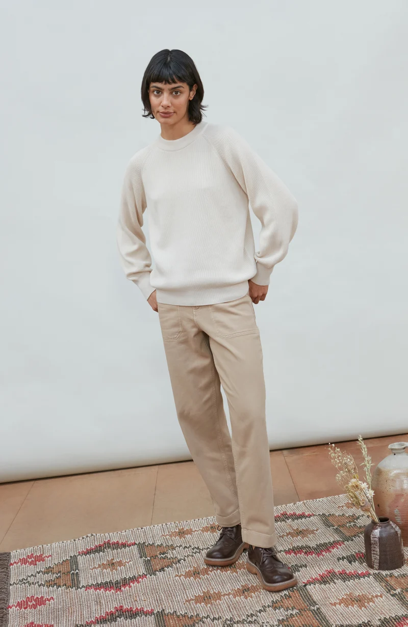 Womens Lightweight Cotton Cley Ribbed Jumper