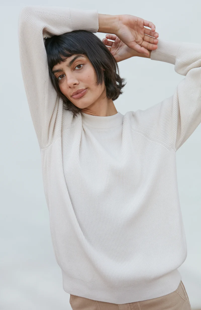 Womens Lightweight Cotton Cley Ribbed Jumper