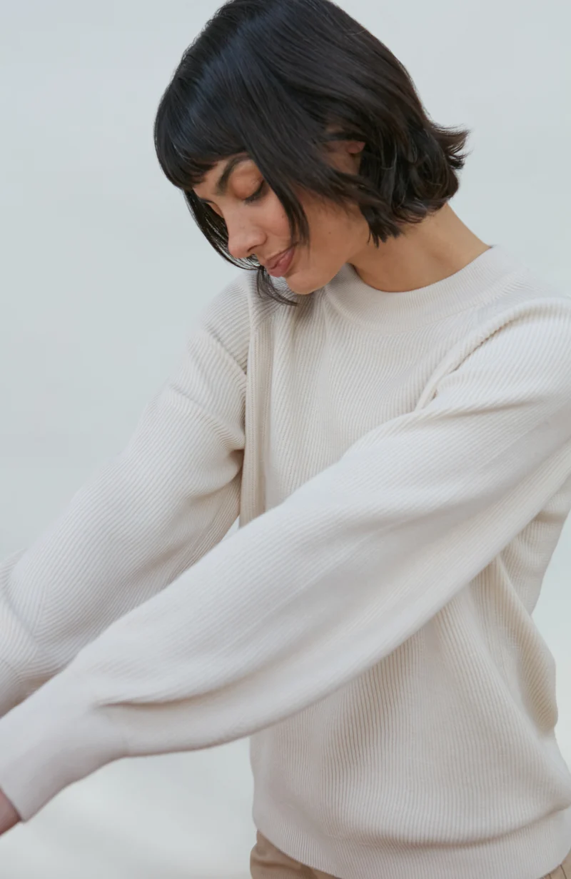 Womens Lightweight Cotton Cley Ribbed Jumper