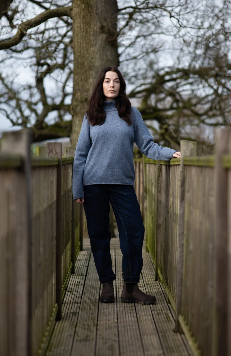 Womens Lambswool Silk Roll Neck Jumper