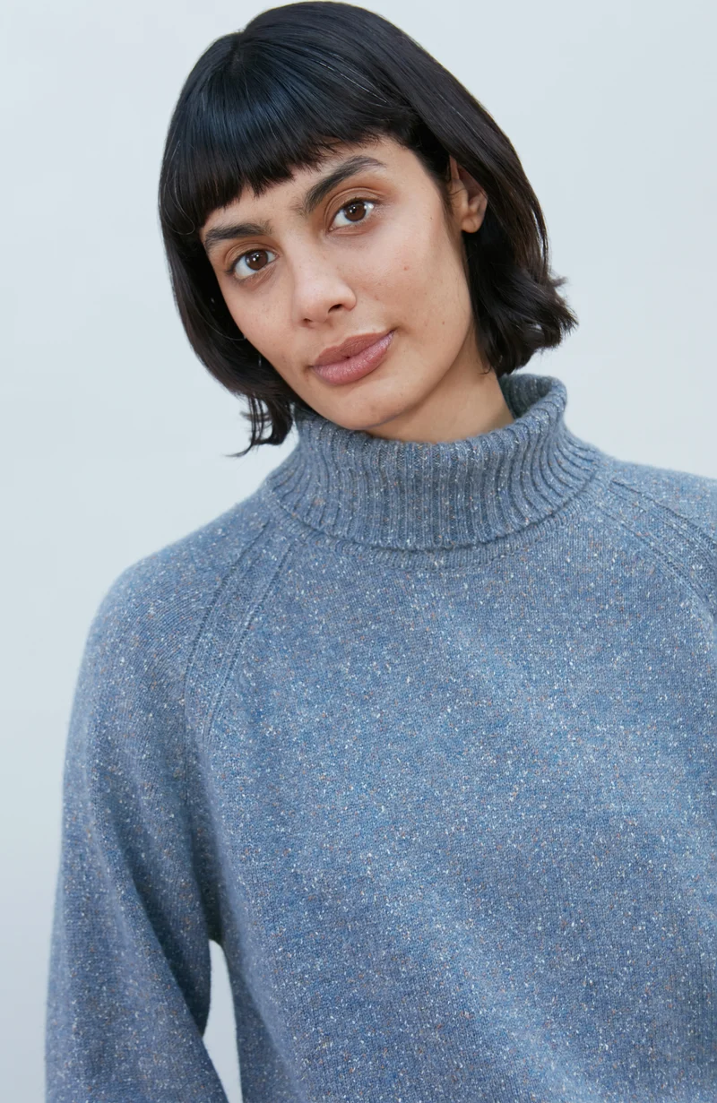Womens Lambswool Silk Roll Neck Jumper