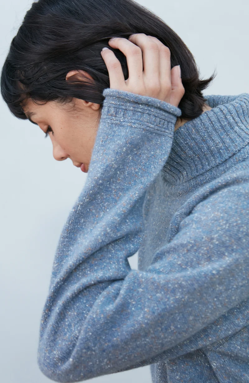 Womens Lambswool Silk Roll Neck Jumper