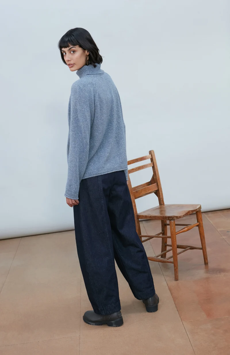 Womens Lambswool Silk Roll Neck Jumper