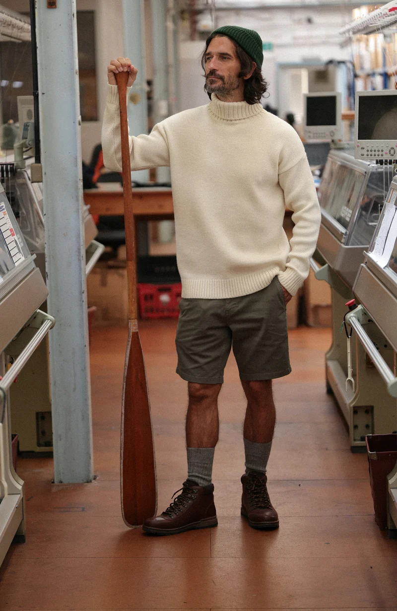 Mens Chunky Merino Wool Submariner Roll Neck Jumper