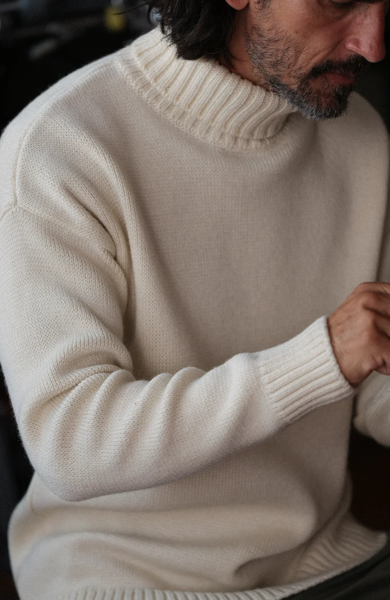 Mens Chunky Merino Wool Submariner Roll Neck Jumper