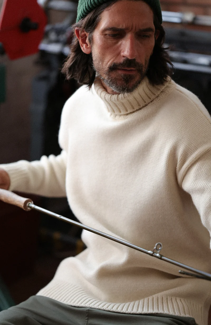 Mens Chunky Merino Wool Submariner Roll Neck Jumper