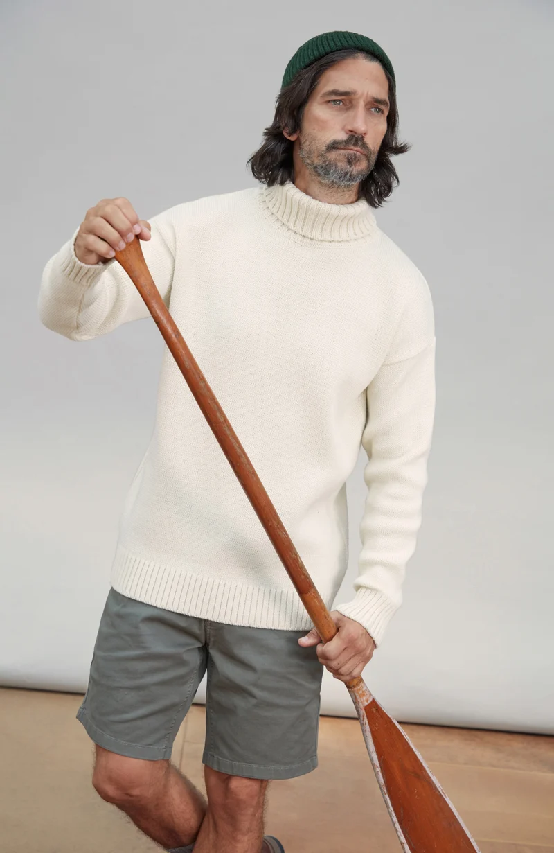 Mens Chunky Merino Wool Submariner Roll Neck Jumper
