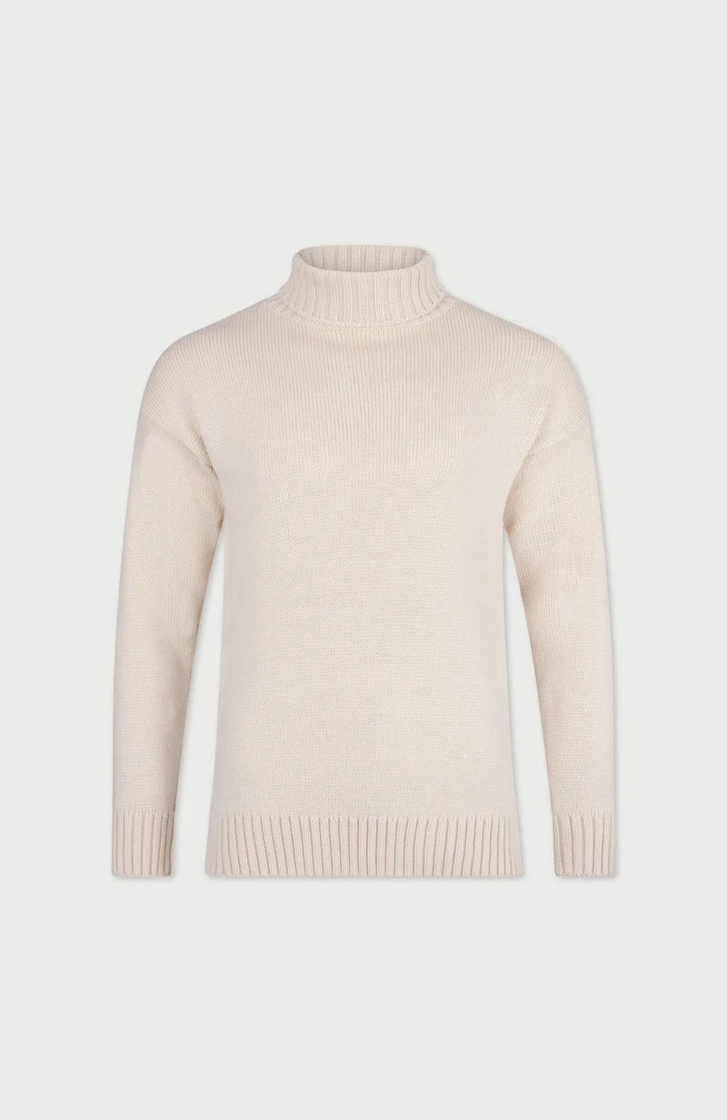Mens Chunky Merino Wool Submariner Roll Neck Jumper
