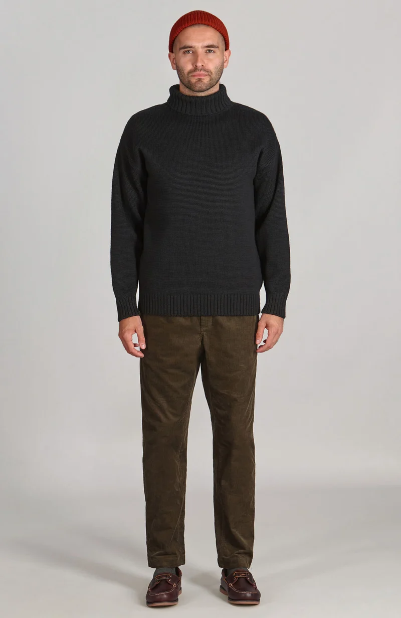 Mens Chunky Merino Wool Submariner Roll Neck Jumper