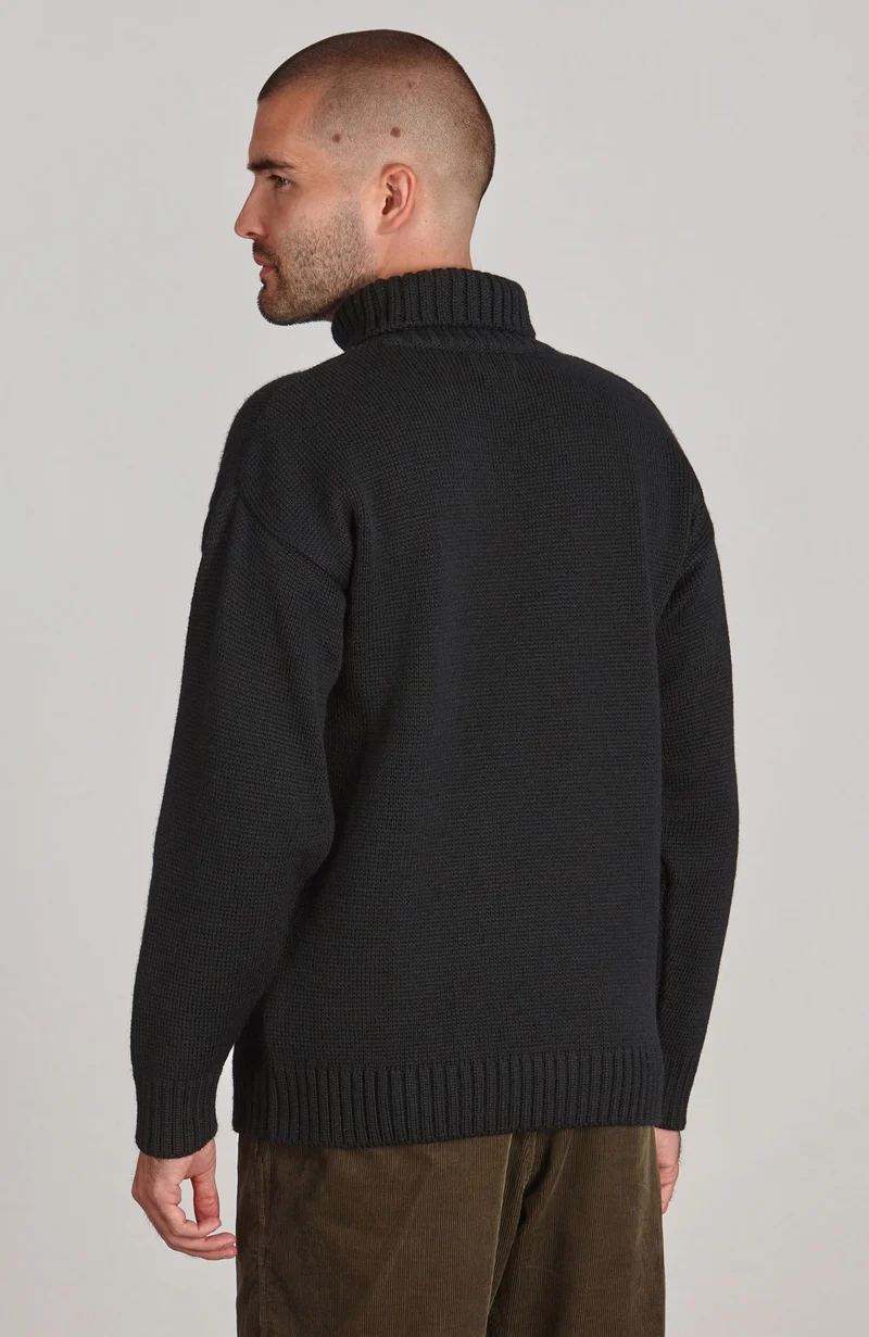 Mens Chunky Merino Wool Submariner Roll Neck Jumper