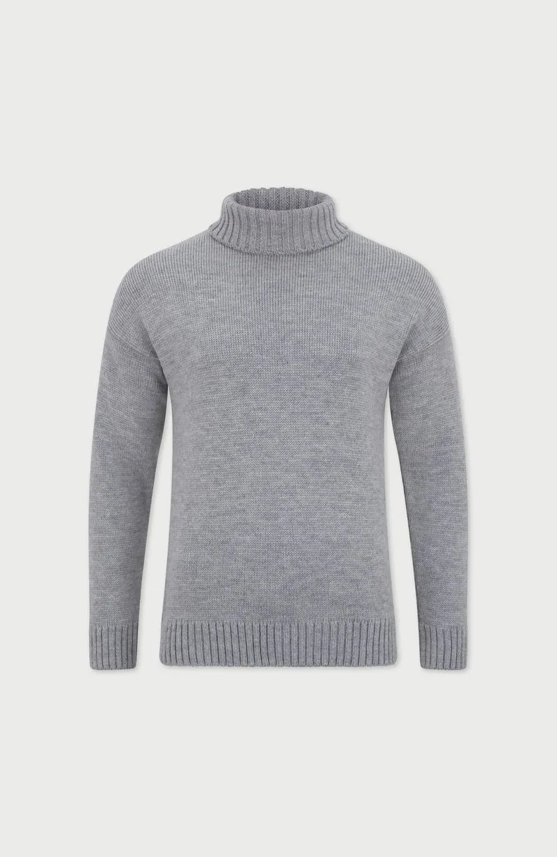 Mens Chunky Merino Wool Submariner Roll Neck Jumper