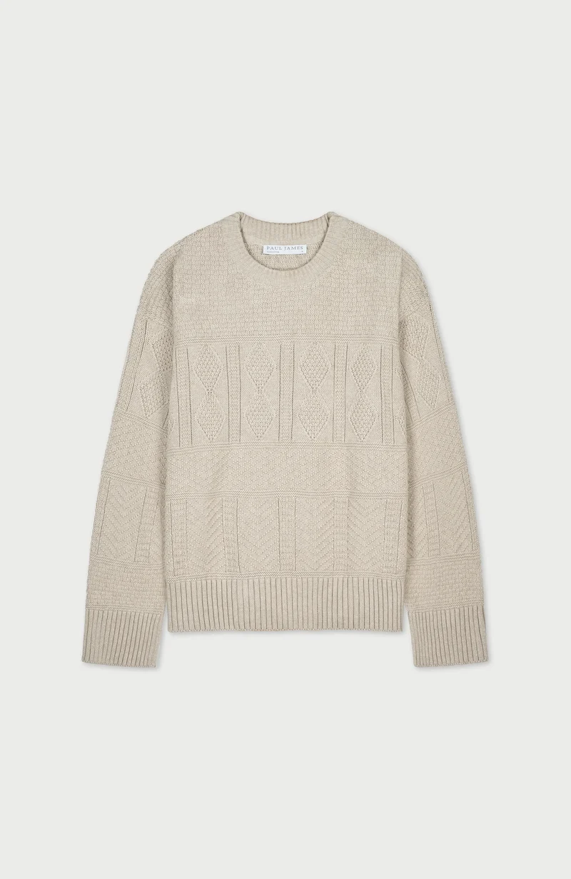Womens Midweight Cotton Textured Block Jumper
