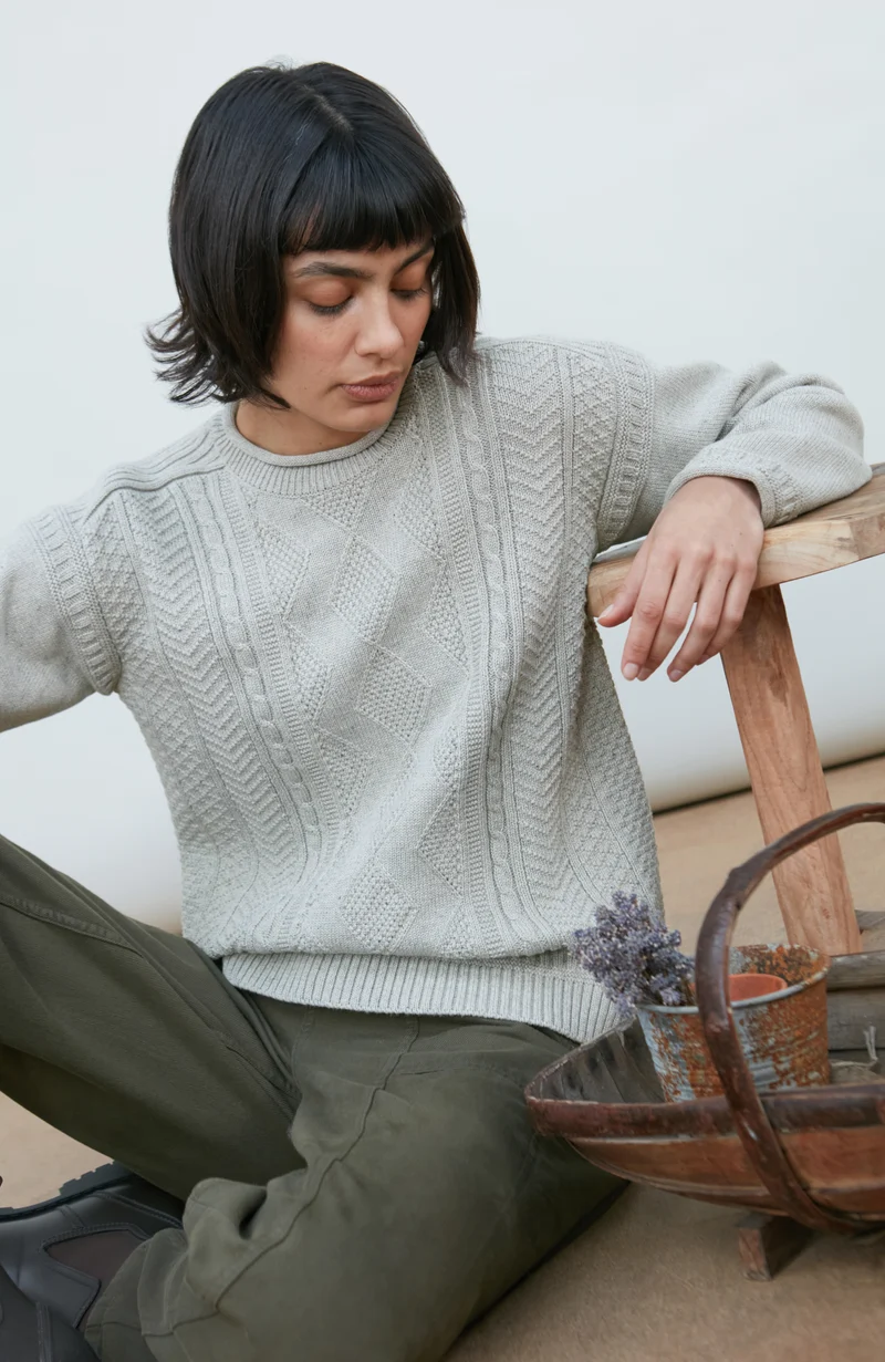 Womens Midweight Cotton Gansey Jumper