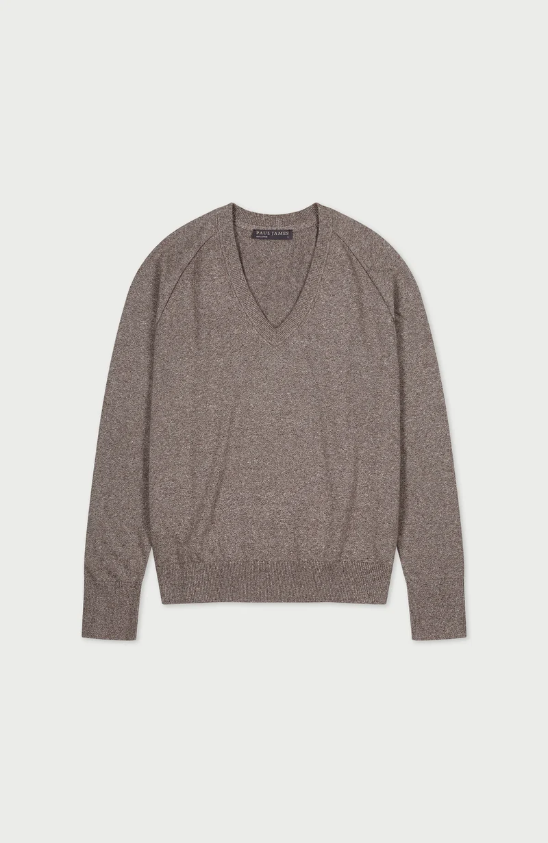 Womens Lightweight Cotton Deep V Neck Jumper