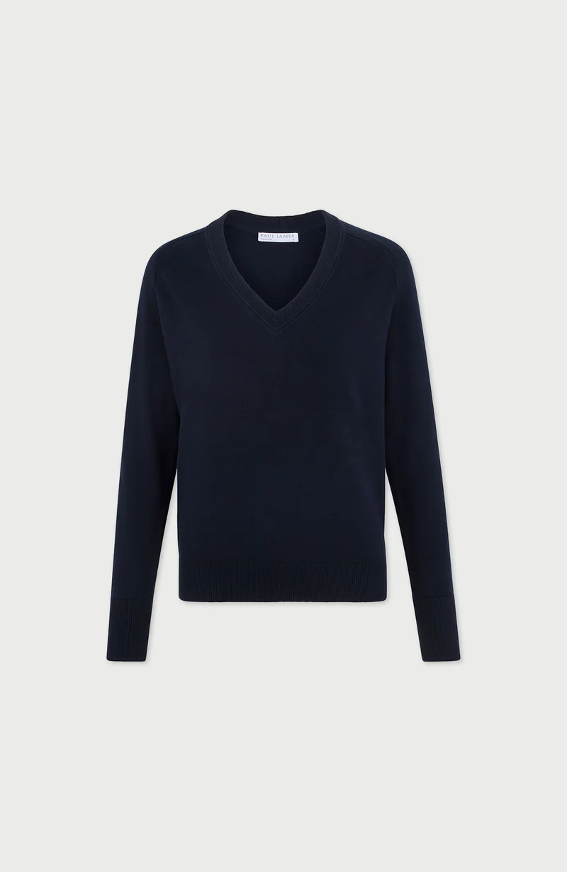 Womens Lightweight Cotton Deep V Neck Jumper