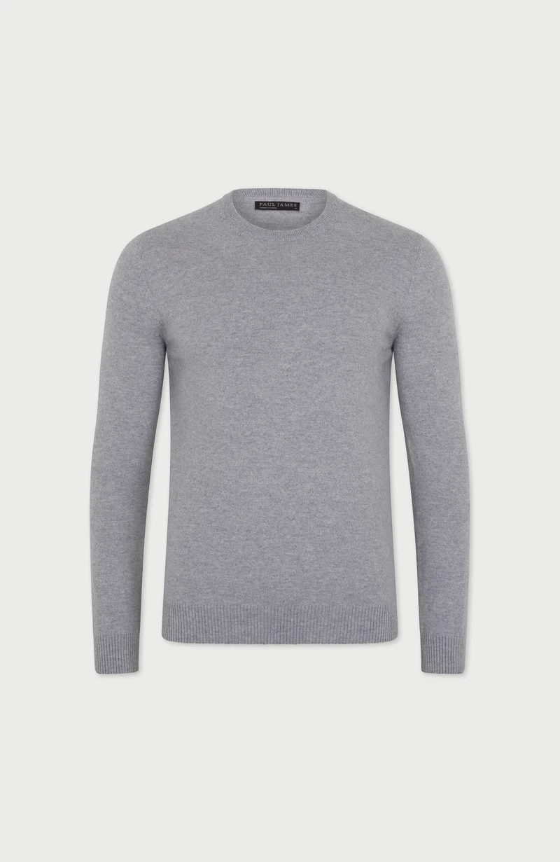 Mens Lightweight Merino Cashmere Crew Neck Jumper