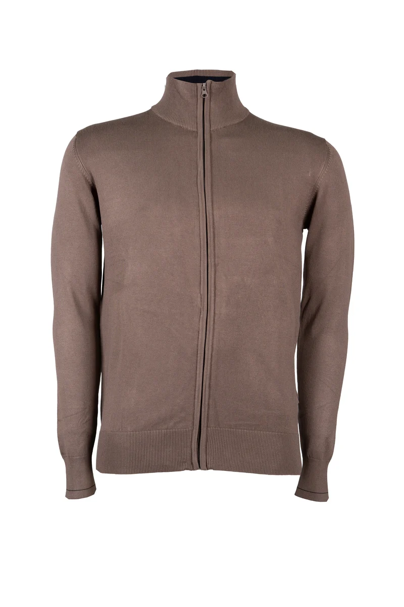 Cardigan zip intera con contrasti e logo sul petto