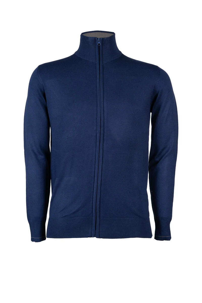 Cardigan zip intera con contrasti e logo sul petto