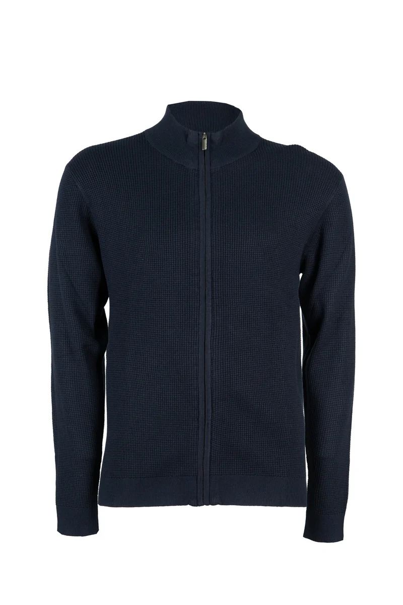 Cardigan uomo full zip con ricamo sul petto