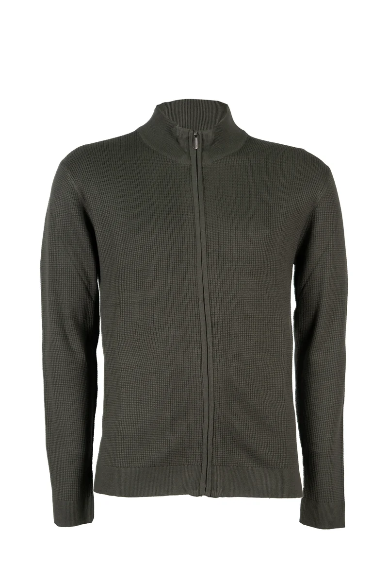 Cardigan uomo full zip con ricamo sul petto