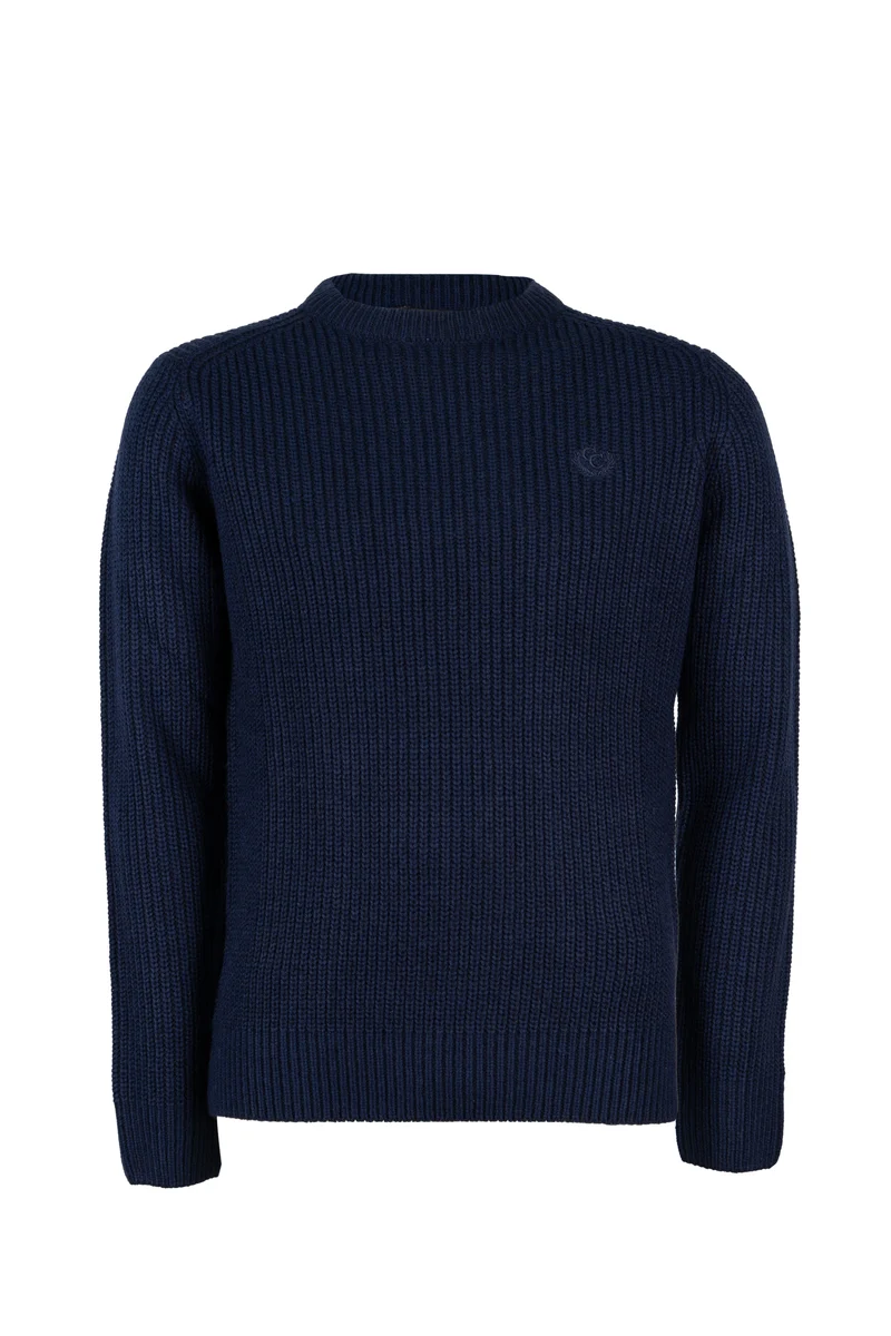 Maglia girocollo knit inglese in misto lana con logo ricamato ton sur ton sul petto