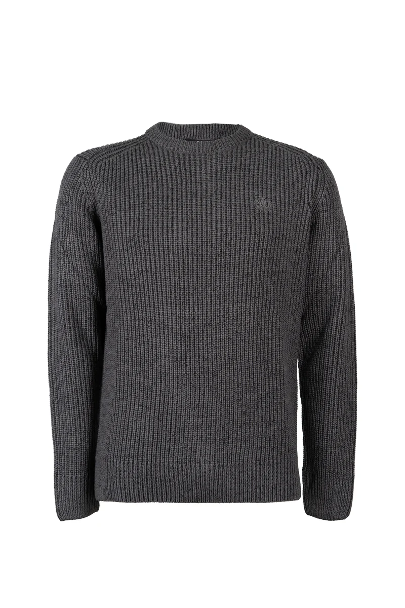 Maglia girocollo knit inglese in misto lana con logo ricamato ton sur ton sul petto