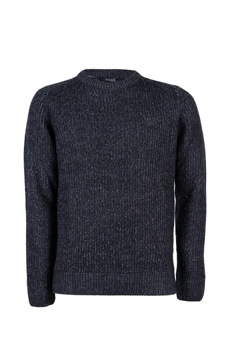 Maglia girocollo knit inglese in misto lana con logo ricamato ton sur ton sul petto