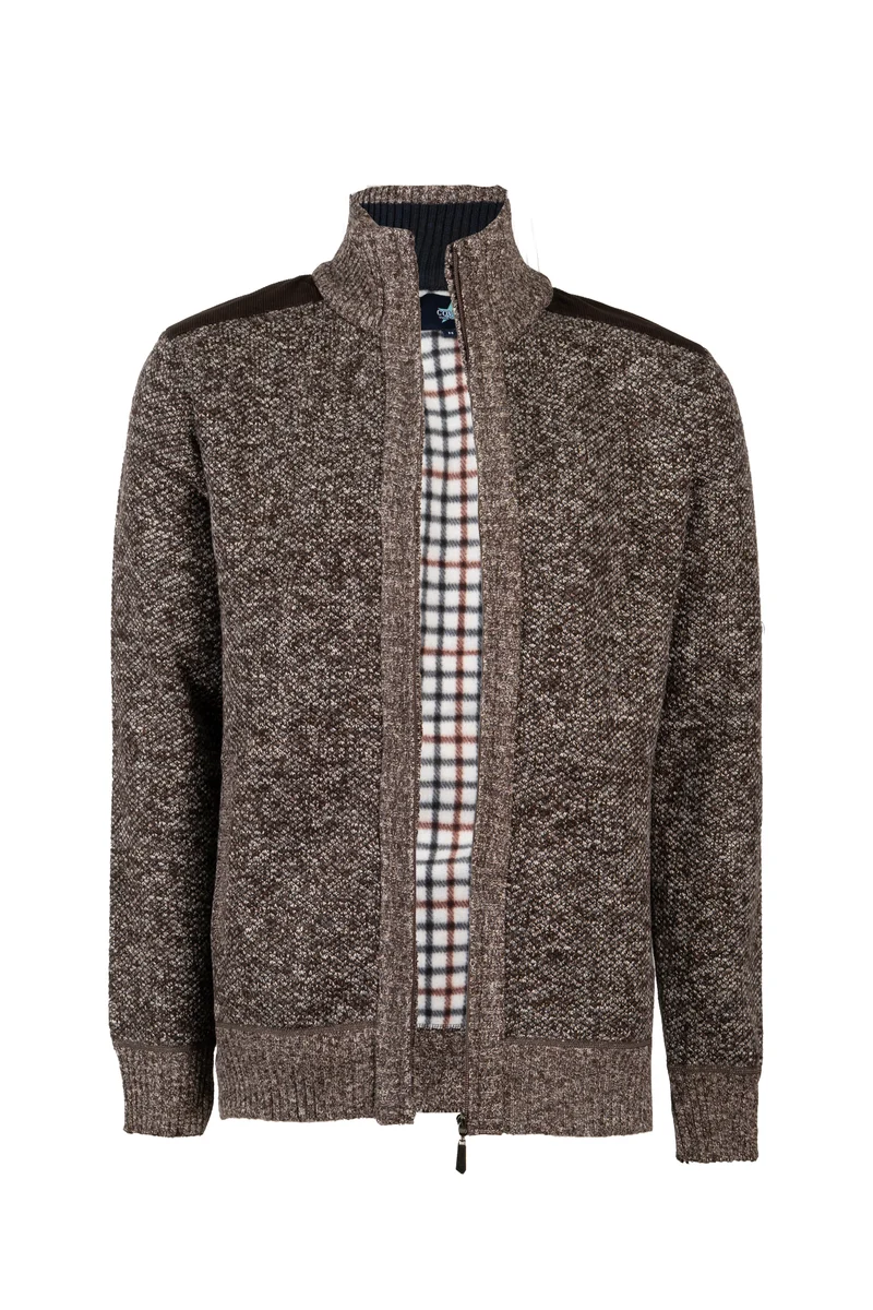Pullover / giacca full zip foderato in pile a quadri con interno collo in contrasto