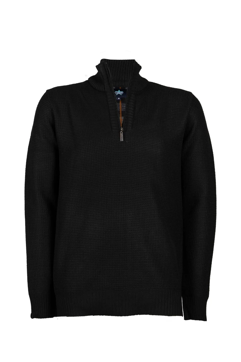 Pullover uomo mezza zip con collo alto