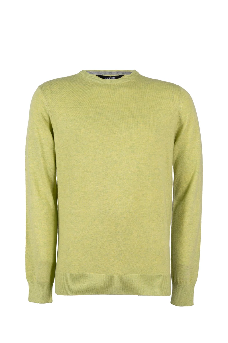 Pullover girocollo uomo in misto cachemire con interno collo in contrasto
