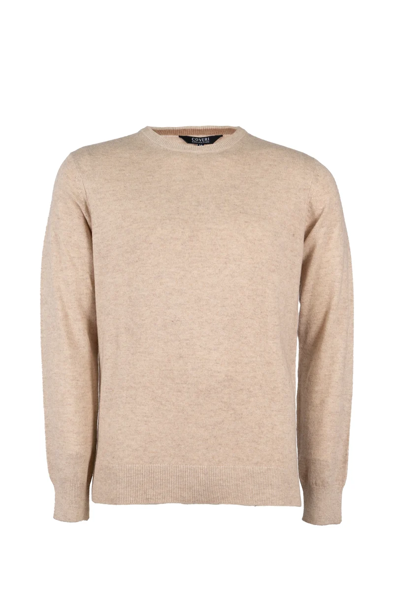 Pullover girocollo uomo in misto cachemire con interno collo in contrasto