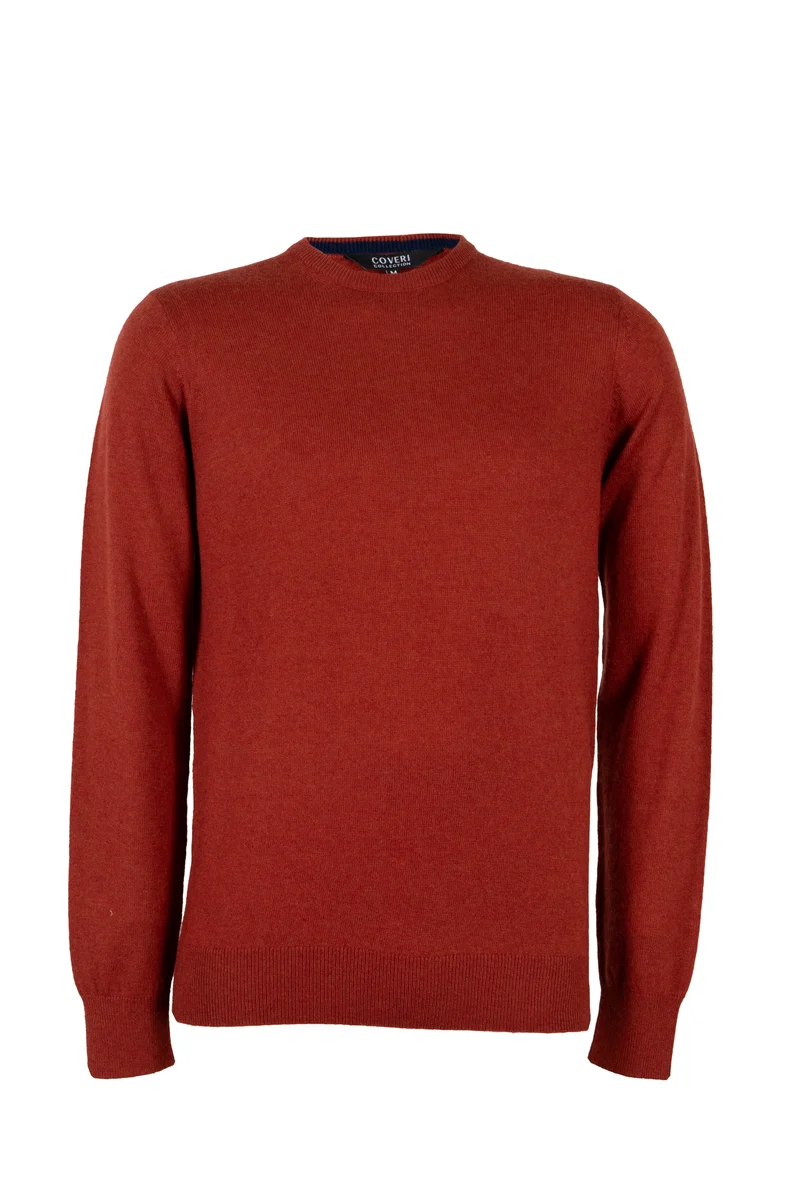 Pullover girocollo uomo in misto cachemire con interno collo in contrasto
