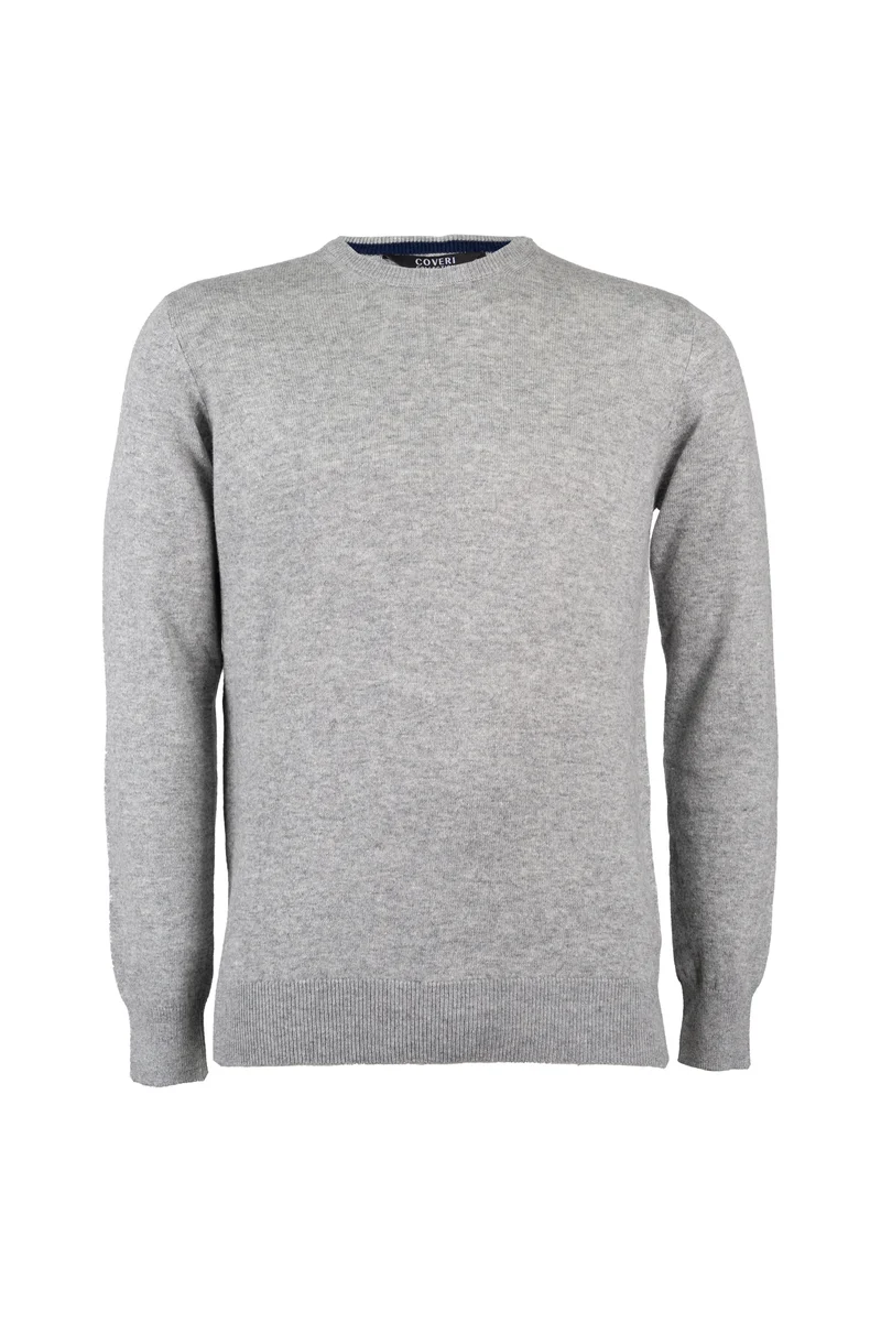 Pullover girocollo uomo in misto cachemire con interno collo in contrasto