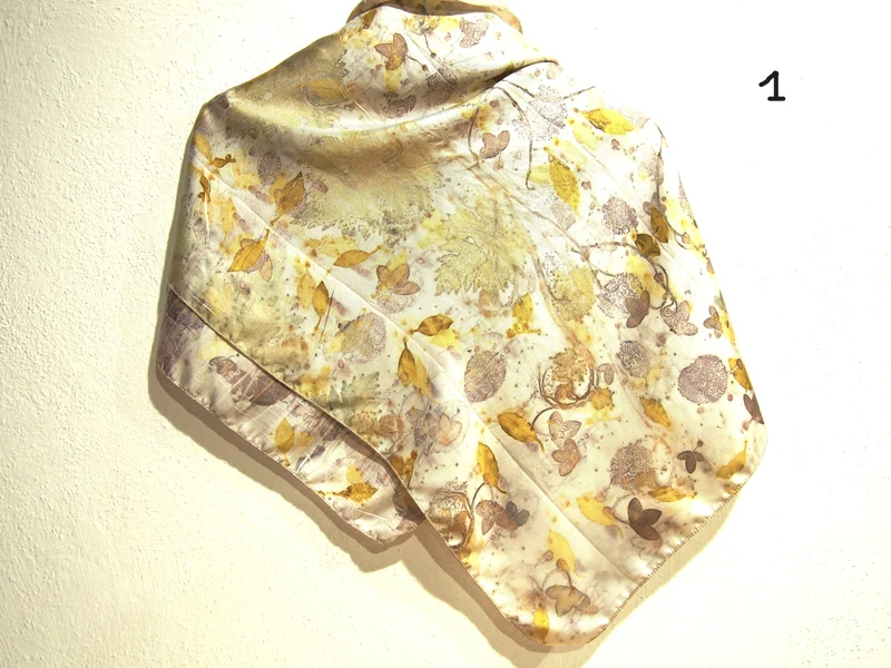 Sciarpa Ecoprint 100% Seta, n°2 varianti, Tintura Naturale