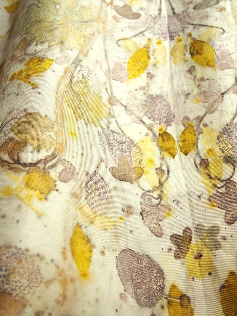 Sciarpa Ecoprint 100% Seta, n°2 varianti, Tintura Naturale